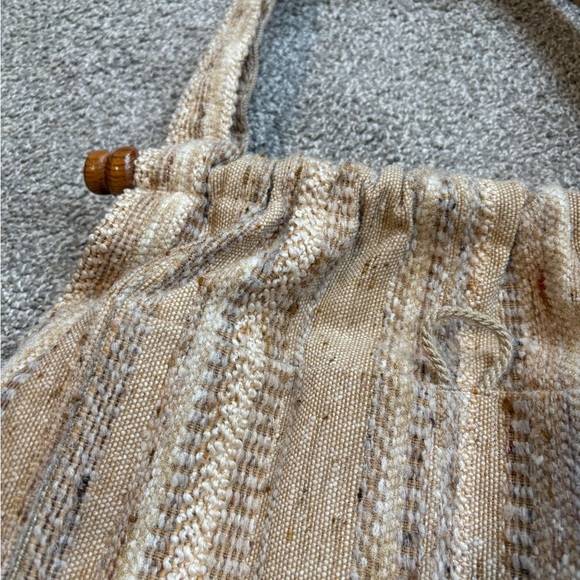 Vintage Handmade Tweed‎ Wool Wood Tote Shoulder Bag - Picture 9 of 16